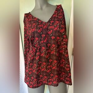 Lane Bryant Patterned Blouse Long Sleeve Shirt Maroon Top Plus Size 18